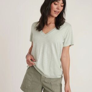 Marine Layer Boyfriend V-Neck Green Top Size X-Small NWOT
